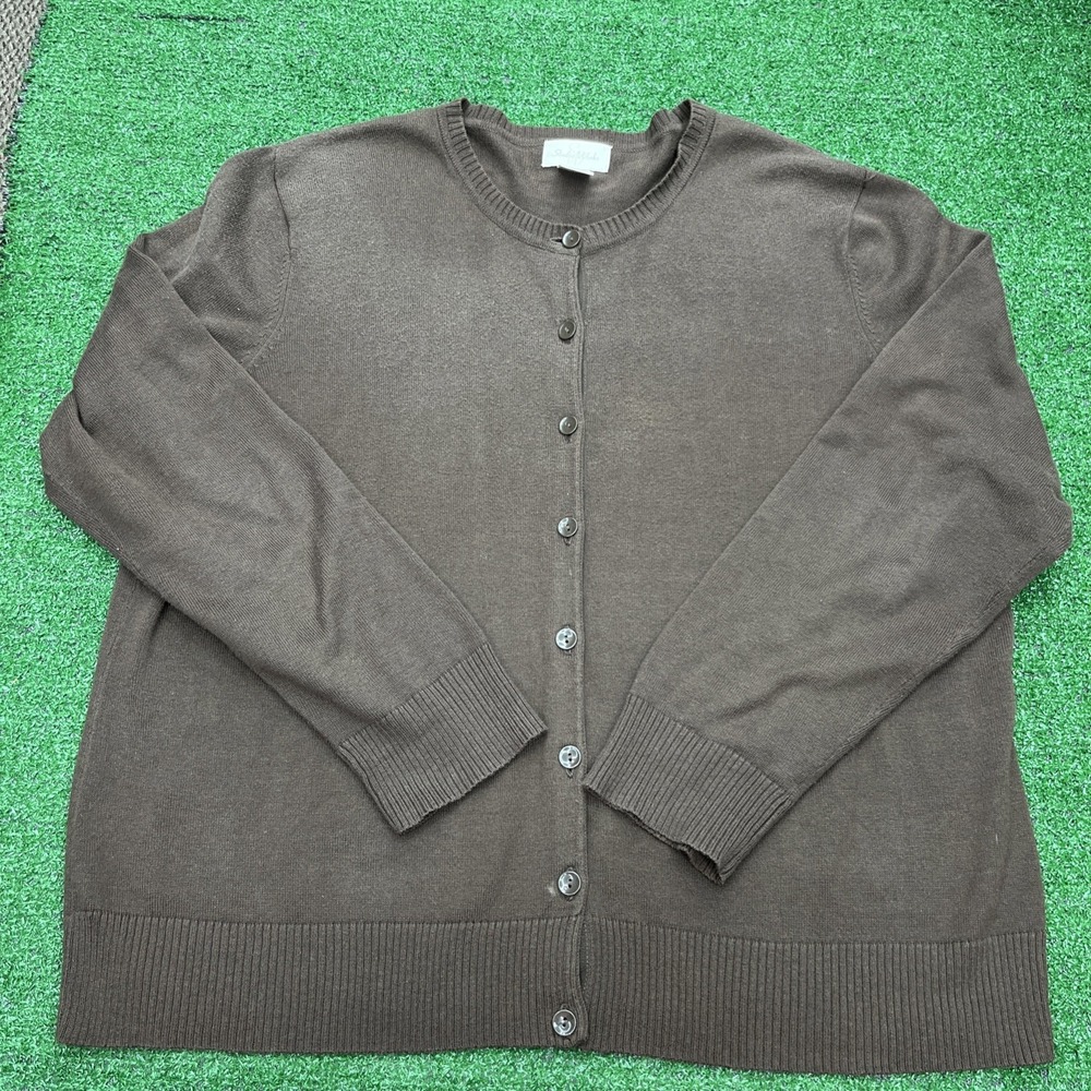 Studio Works Button Down Womens Cardigan Sweater Brown Size XL